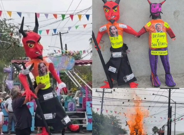 Image - Regios En México Vecinos Junto a Las Botargas De Samuel Y Mariana Con Mensajes Políticos